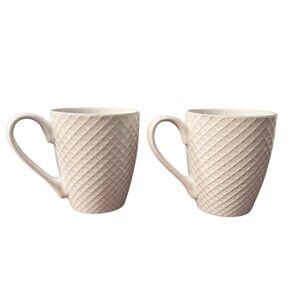 Set/2 White Ceramic Coffee/Tea Mugs